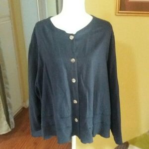 Blue Linen Button Up Jacket
